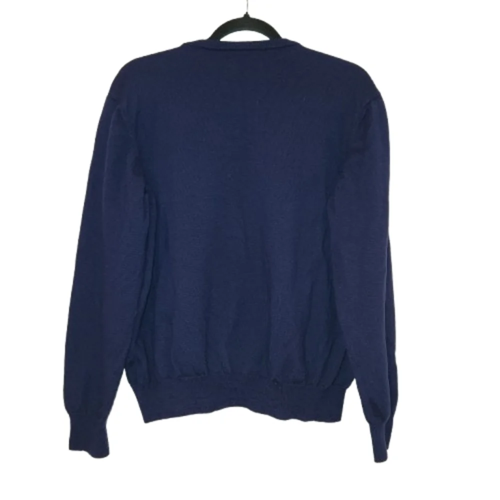 Black Brown 1826 Navy Blue V-Neck 100% Italian Merino Wool Size XL Slim Fit Soft